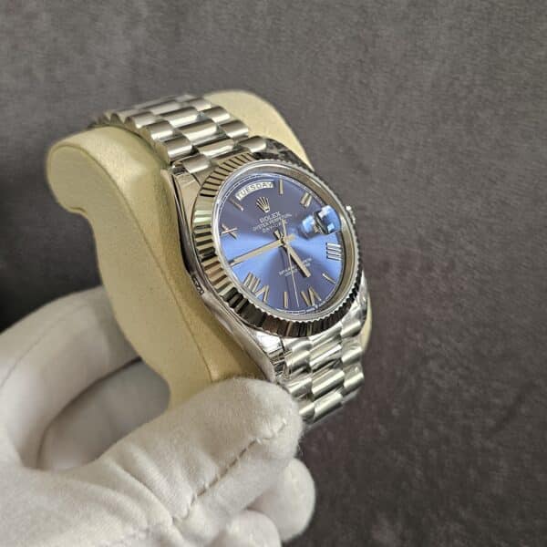 Rolex Day-Date 40 White Gold -Blue Dial Replica Watches