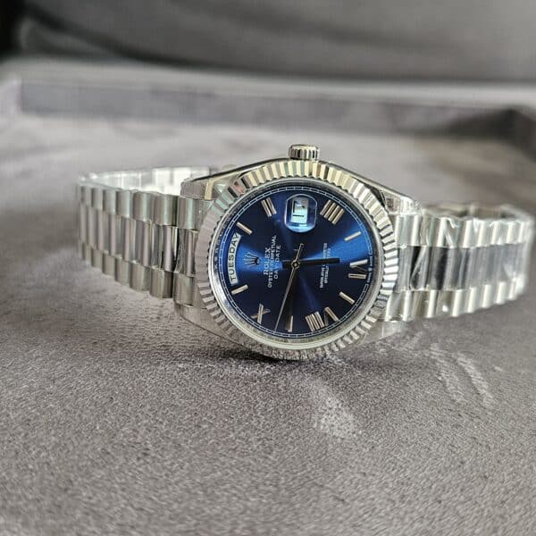 Rolex Day-Date 40 White Gold -Blue Dial Replica Watches