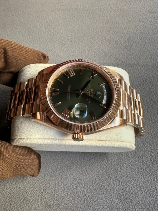 Rolex Day-Date 40 Olive Green Rose Gold Replica Watch in UAE