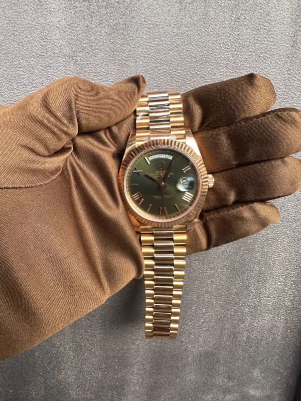 Rolex Day-Date 40 Olive Green Rose Gold Replica Watch in UAE