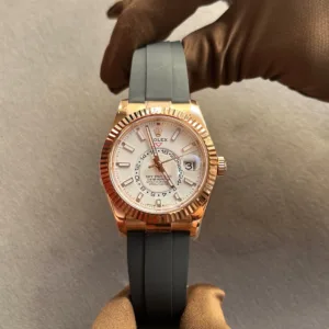 Rolex Sky-Dweller Rose Gold White Dial Oysterflex